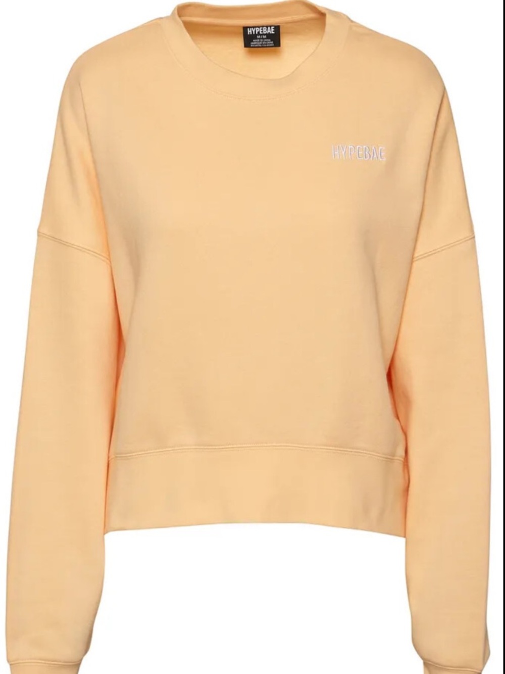 Hypebae Cropped Oversized Sweatshirt XS Yellow Minimalist Streetwear Cozy Comfy